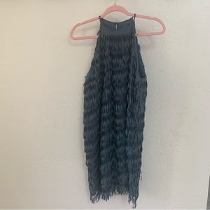Zara Teal Fringe Cocktail Dress